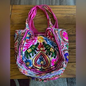 Colorful Embroidered Tote Bag